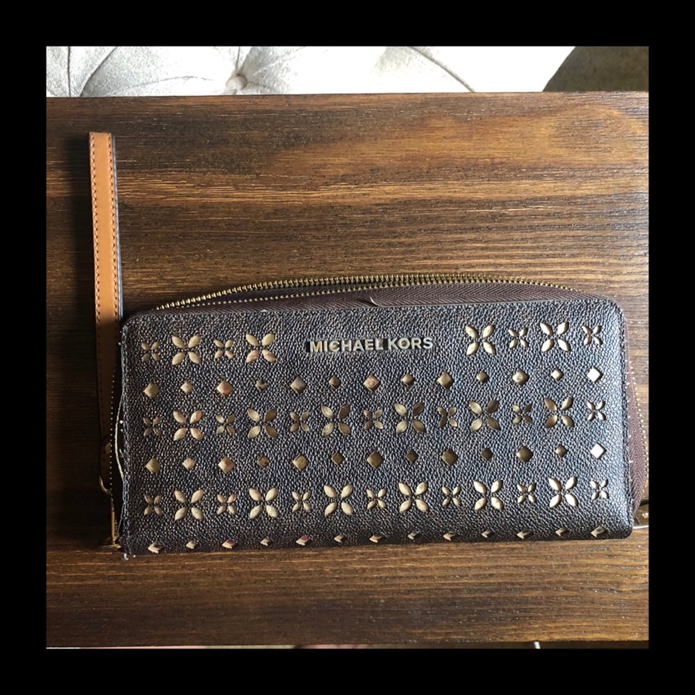 Michael Kors Perforated Zippered Wallet and Wristlet